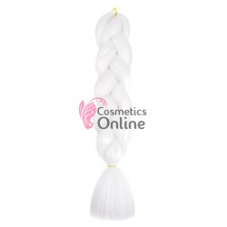 Coada de par afro impletita de  60 cm Premium 102 - Alb (White) X01